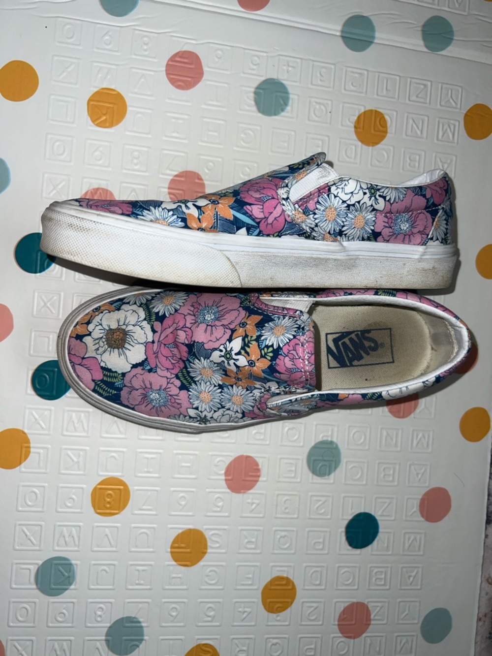 Vans Floral Slip-On Sneakers — Pink, White, Orange & Green